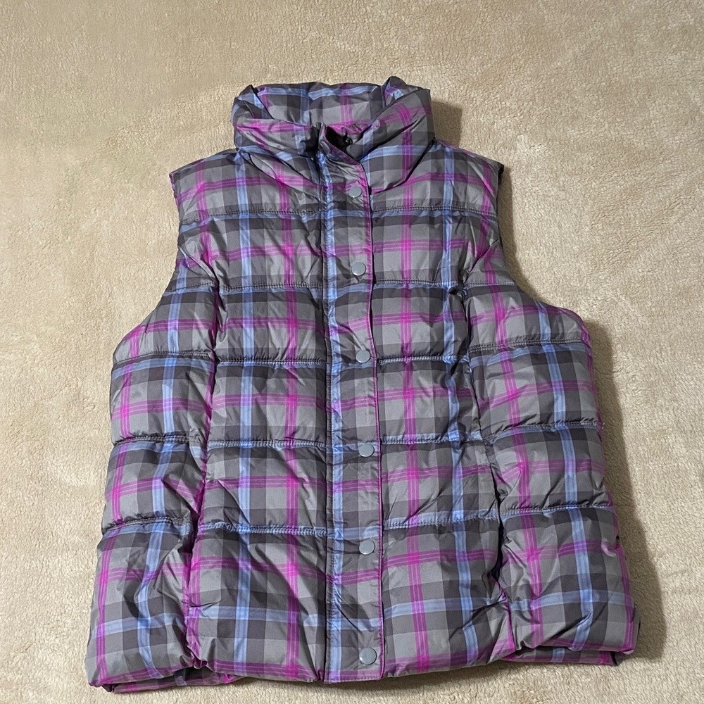 Old Navy Polar Fleece Lined Plaid Puffer Vest